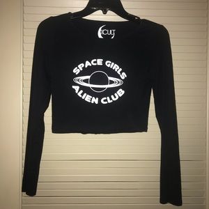 Space girls alien club crop top
